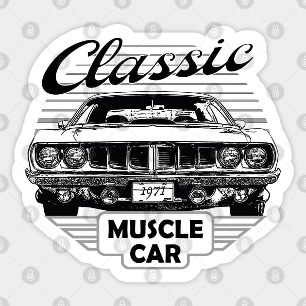 Plymouth Hemi Cuda Classic American Muscle Car 70s Sticker by Jose Luiz Filho